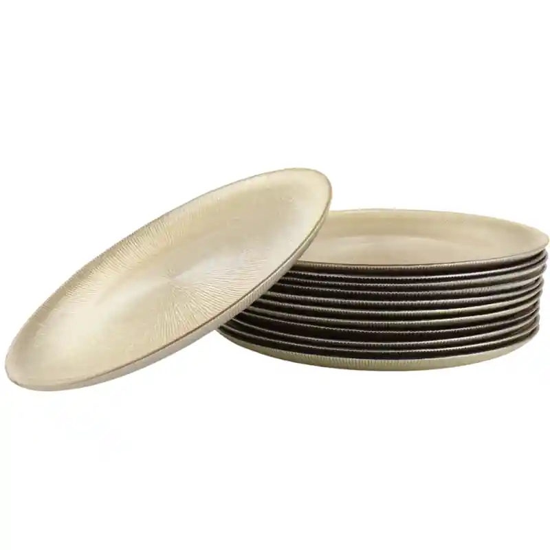 Exclusieve Aanbieding OTIX Dinerborden - Bordenset - 12 Persoons - Decoratie - Goud - Glitter - Decoratieve Borden - Tafeldecoratie - Onderborden - Kerst - 27cm - Glas - AUREA