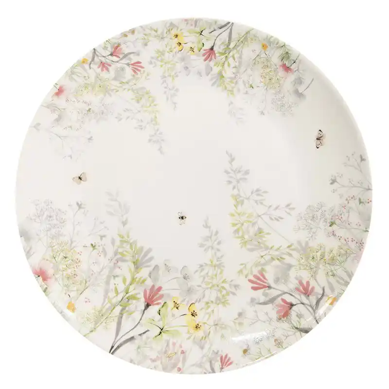 Seizoensaanbieding Clayre & Eef Ontbijtbord Ø 20 cm Wit Porselein Bloemen