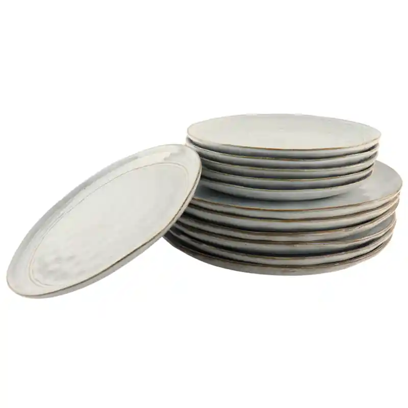 Actieprijs OTIX Serviesset - 12-delig - Bordenset - 6-persoons - Ontbijtborden - Dinerborden - Beige - Keramiek - MAPLE