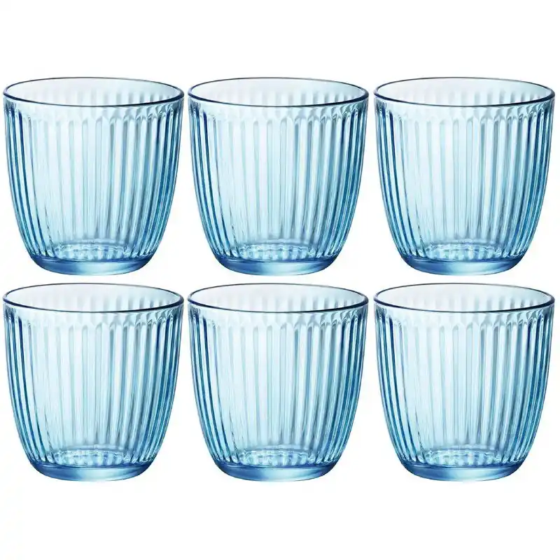 Superprijs Bormioli Rocco Drinkglazen - 6x- blauw - tumbler glas - 290 ml - Drinkglazen