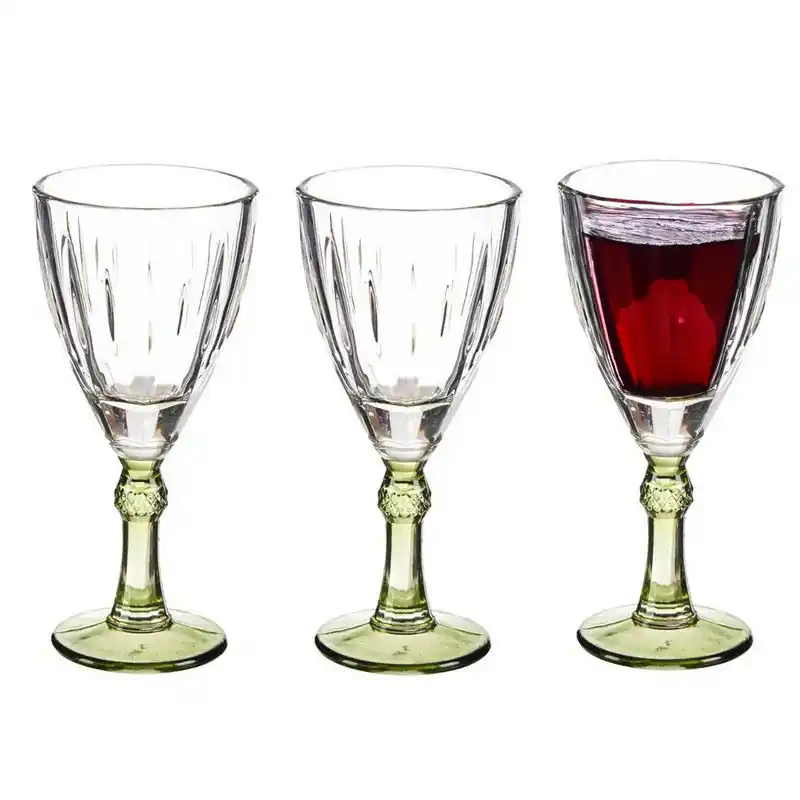 Gereduceerde Prijs Vivalto Wijnglazen Exotic Collection - 6x - op groene voet - 275 ml - Wijnglazen