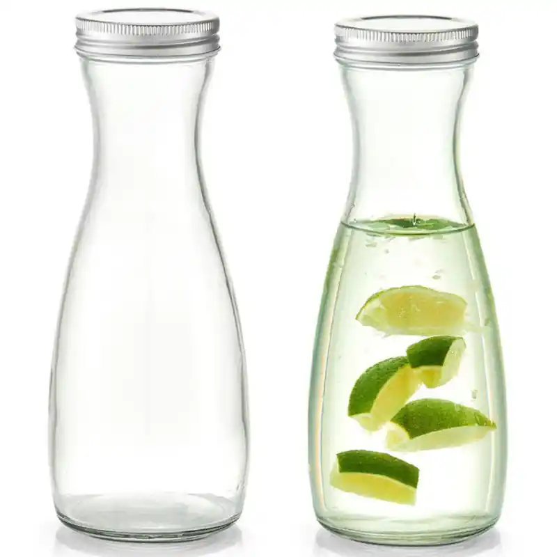 Tijdelijk Beschikbaar Zeller Karaf - 4x - met schroefdeksel - glas - 1000 ml - schenkkan - Karaffen