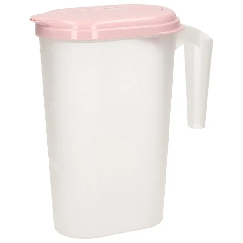 Waterkan/sapkan transparant/roze met deksel 1.6 liter kunststof - Schenkkannen Rechtstreeks Van De Fabrikant