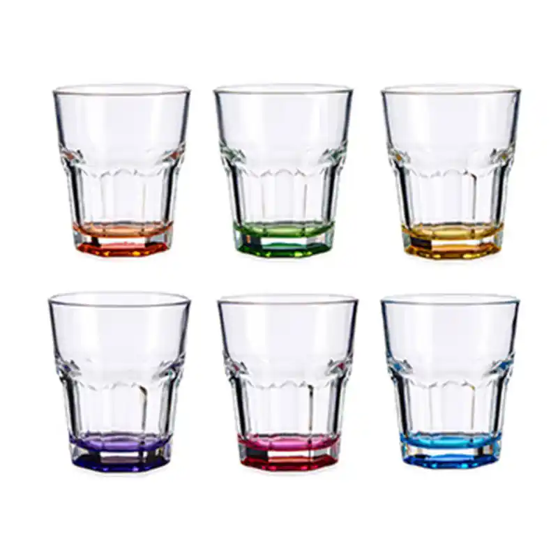 Waterglazen/drinkglazen - 12x - kleurenmix - 285ml - 9 x 9,5 cm - Drinkglazen Direct Beschikbaar