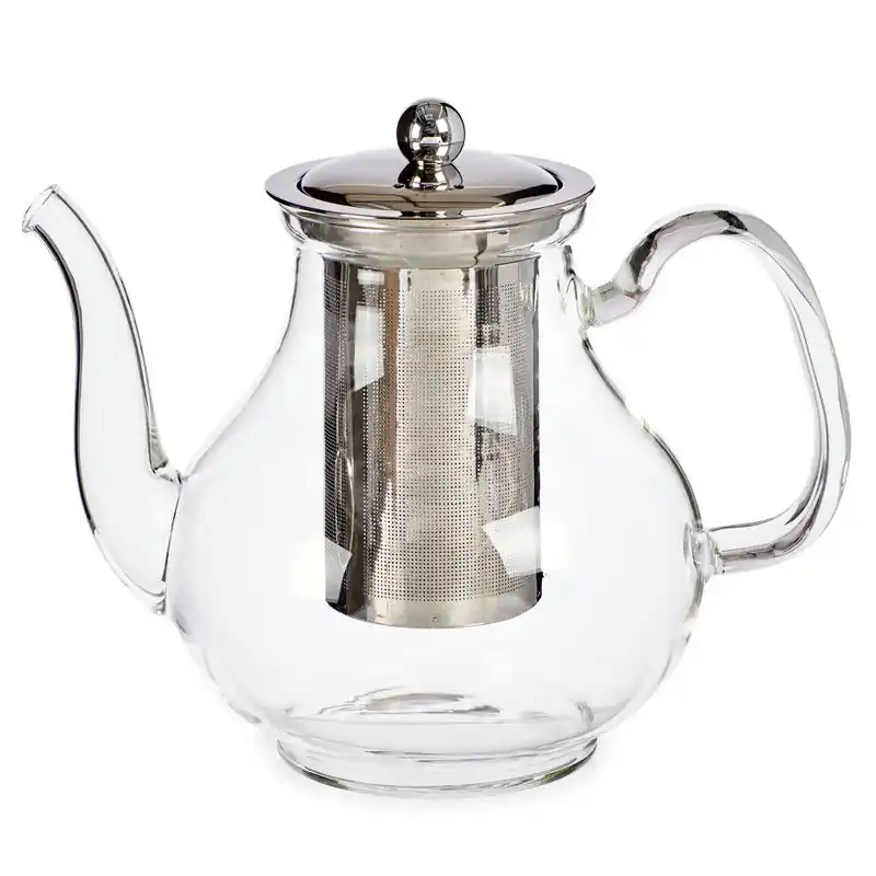 Glazen theepot 1100 ml met filter/infuser en handvat - Theepotten Favoriet
