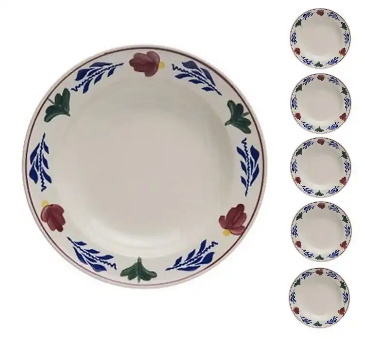 Boerenbont diep eetbord 22cm set van 5 stuks Geld-Terug-Garantie