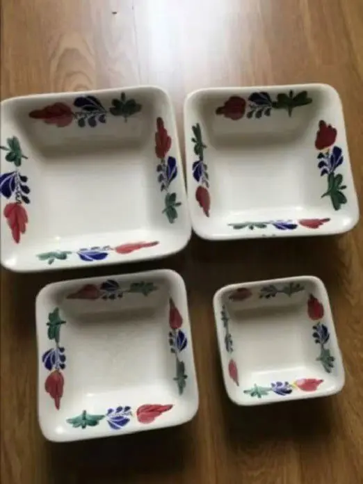 Nieuw Boerenbont vierkante schalenset set van 4 stuks