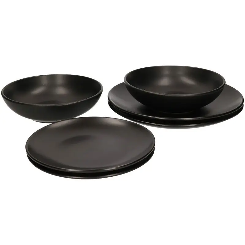 Servies set Zwart - 18-Delig - diner/ontbijt/diep - Serviessets Nieuw
