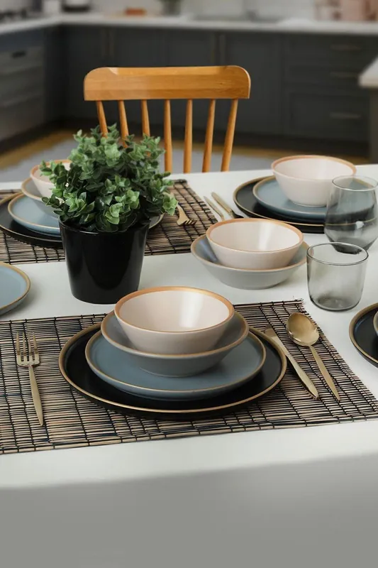 Keramika Serviesset - Safir Grey - 24 delig - 6 Personen - Stoneware Bestel Nu