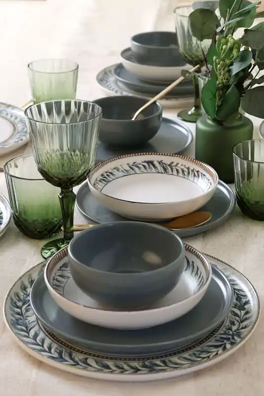 Keramika Serviesset - Keraart Green Frame - 24 delig - 6 Personen - Stoneware Actieprijs