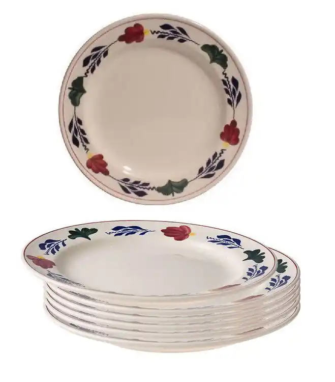 Gereduceerde Prijs Boerenbont plat Lunchbord 24cm set van 6 stuks
