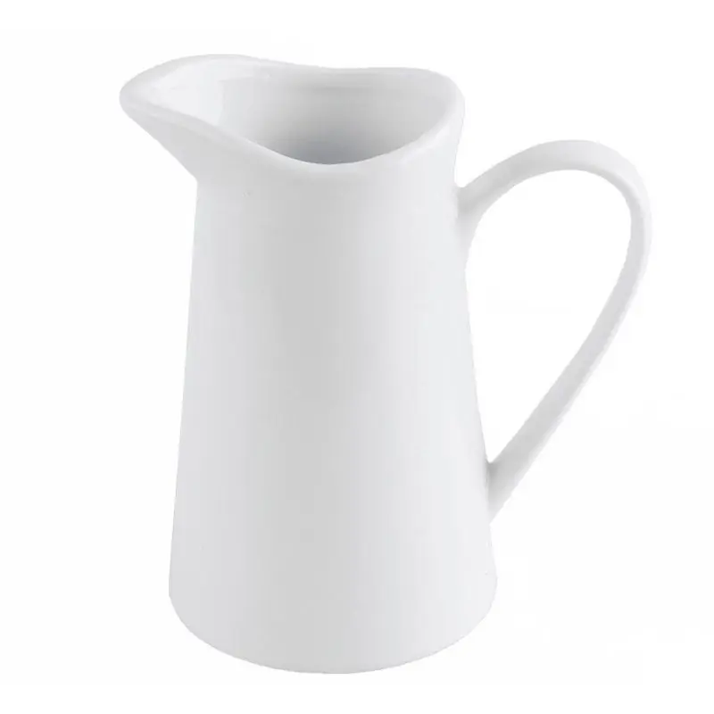 Svenska Living Melkkannetje/schenkkan saus - keramiek - wit - D8 x H11 cm - schenktuit en handvat - Schenkkannen In De Mode