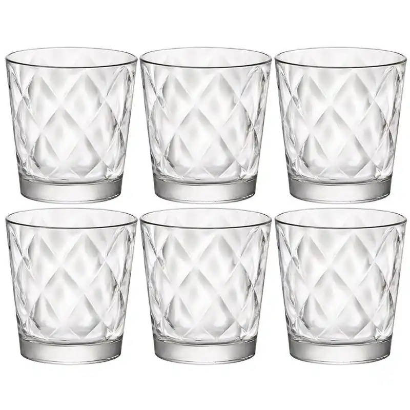 Bormioli Rocco waterglazen - 6x - 240 ml - relief - sap/waterglas - Drinkglazen Populair