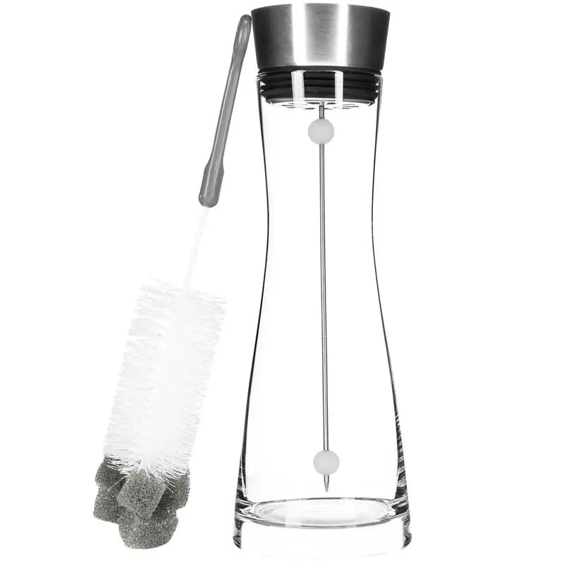 Koopje Karaf/schenkkan - 1 liter - glas - RVS fruitspies - speciale afwasborstel - Schenkkannen