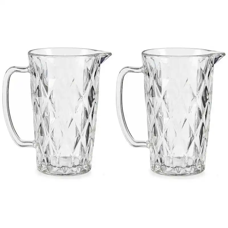 Schenkkan/karaf - 2x -1 liter - 20 x 12 cm - van glas - limonade karaf - Karaffen Topkwaliteit