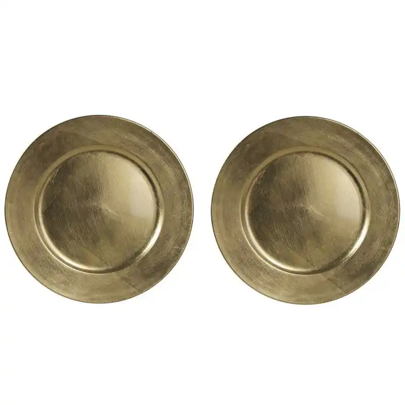 12x Ronde diner/kerstdiner borden/onderborden goud glimmend 33 cm - Onderborden Seizoensaanbieding
