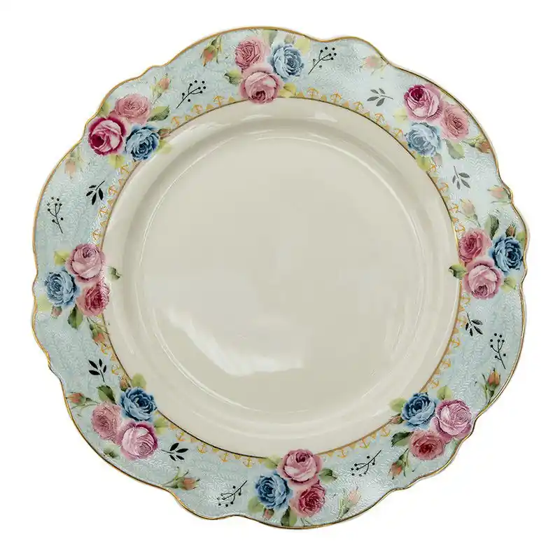 Koop Vandaag Clayre & Eef Dinerbord Ø 28 cm Blauw Wit Keramiek Bloemen