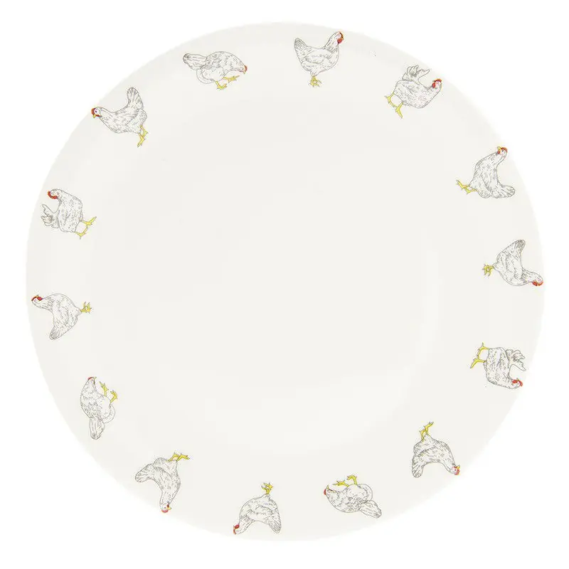 Clayre & Eef Dinerbord Ø 28 cm Beige Keramiek Kippen Bulkbestelling