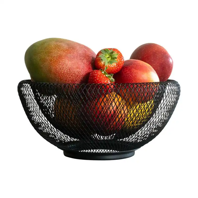 QUVIO Fruitschaal metaal mesh - Zwart Koop Vandaag