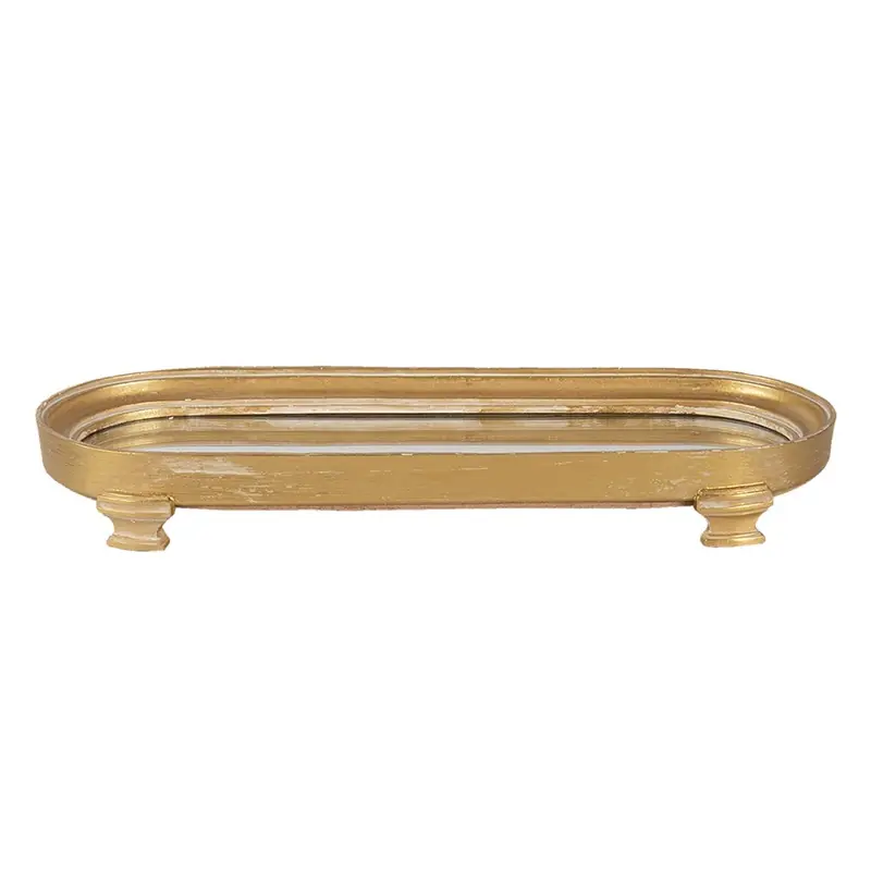 Bestel Nu Clayre & Eef Decoratie schaal 36x13x4 cm Goudkleurig Kunststof