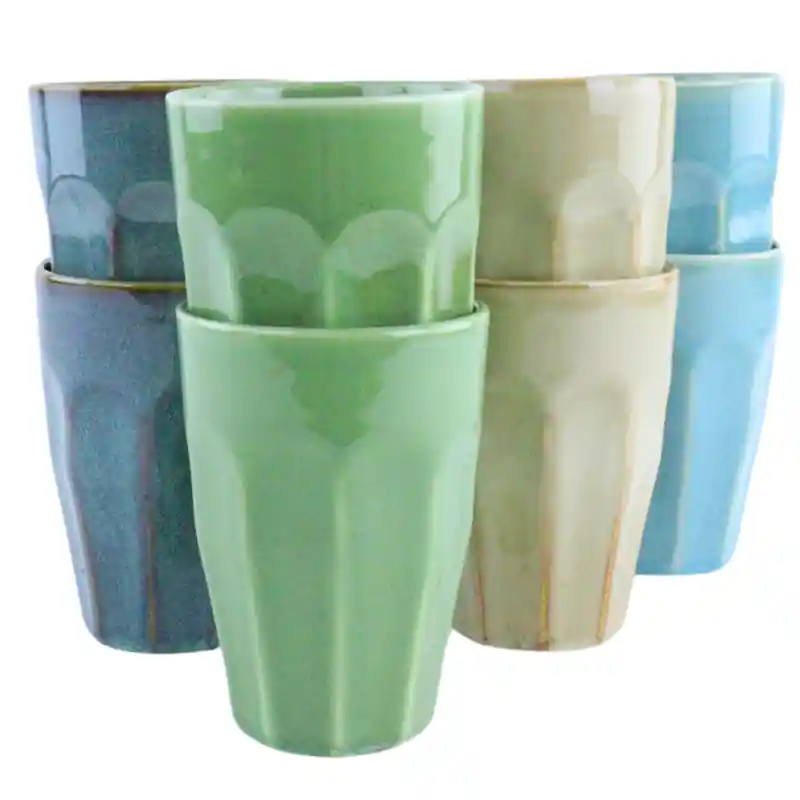 Gecertificeerd OTIX Cappuccino Mokken - Koffiekopjes - 330 ml - Latte Macchiato Glazen - Koffietassen - Hittebestendig - Set van 8 - Porselein - Zonder Oor - Multicolor - Koffiemokken - FERN