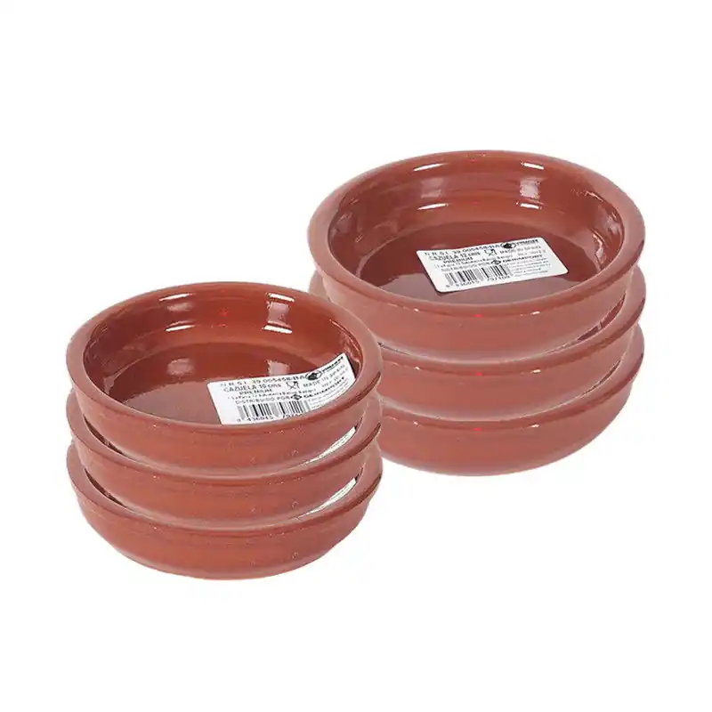 Nu Kopen 6x Terracotta tapas bakjes/schaaltjes 12 cm en 10 cm - Snack en tapasschalen