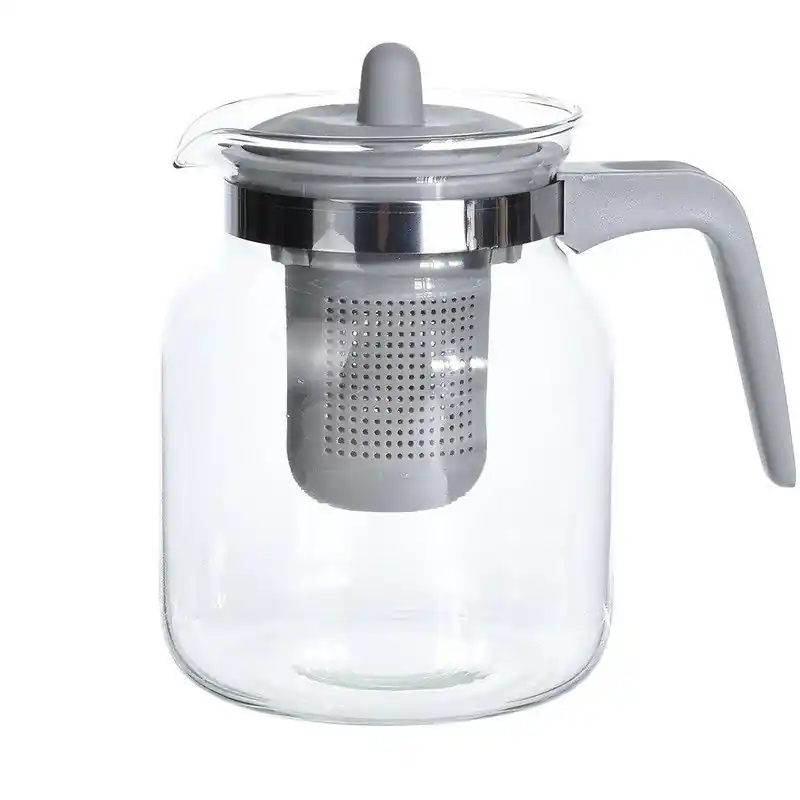 Koopje Glazen theepot met grijs filter 1500 ml - Theepotten