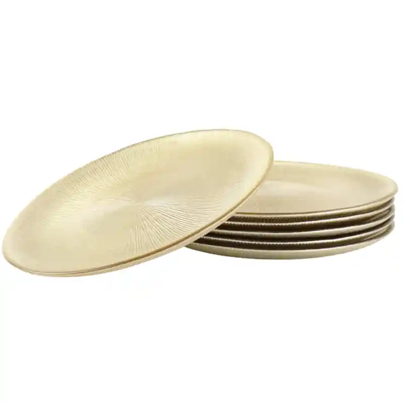 Nieuwe Collectie OTIX Ontbijtborden - Bordenset - 6 Persoons - Goud - Glitter - Dessertborden - 21cm - Glas - AUREA