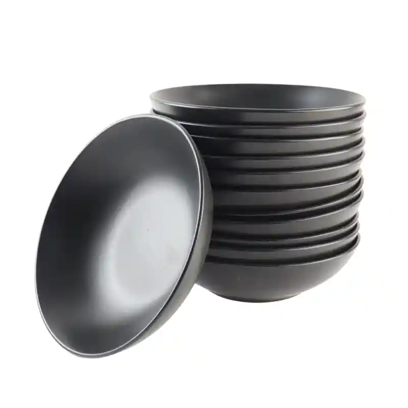 Exclusieve Aanbieding OTIX Diepe Borden - Pastaborden - Spaghettiborden - Soepborden - Set van 12 - Mat zwart - Diameter 20.5cm - Aardewerk - IVY - Servies