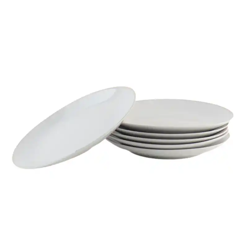 Beperkte Voorraad OTIX Ontbijtborden - Dessert - Gebaksbordjes - Borden - Set van 6 Stuks - 20cm - Wit met Gouden rand - Porselein - Crocus