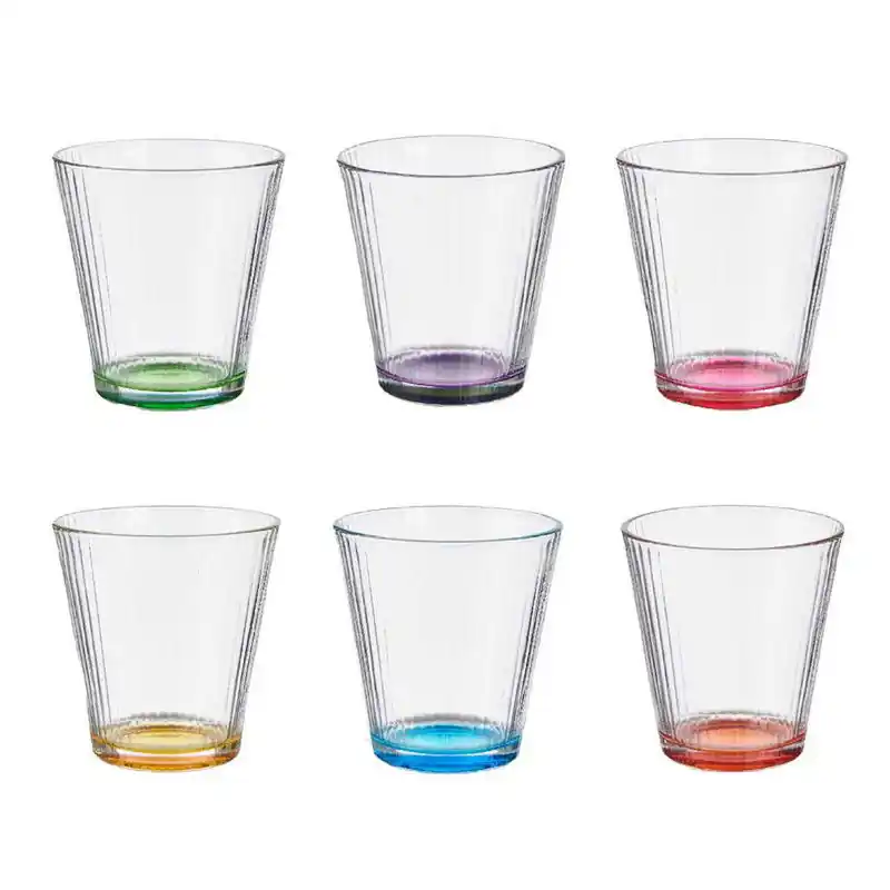 Vivalto Waterglazen/drinkglazen - 6x - kleurenmix - 310 ml - 9 cm - Drinkglazen Nieuwe Collectie