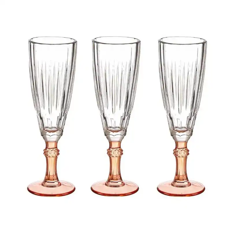 Snelle Levering Vivalto - Champagneglazen Exotic Collection 6x oranje voet 170ml - Champagneglazen