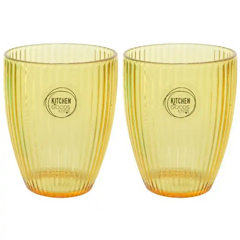 Finale Uitverkoop Set van 2x stuks kunststof bekers goud/geel 200 ml - Drinkglazen