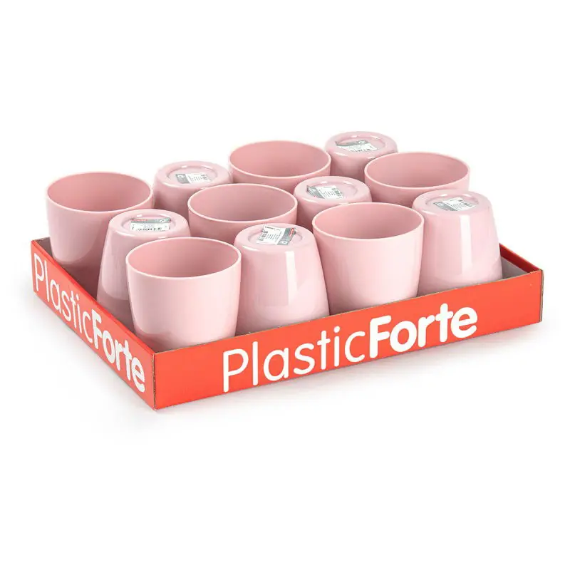 Plasticforte Drinkglazen - 12x - roze - kunststof - 400 ml - Drinkglazen Beperkte Voorraad