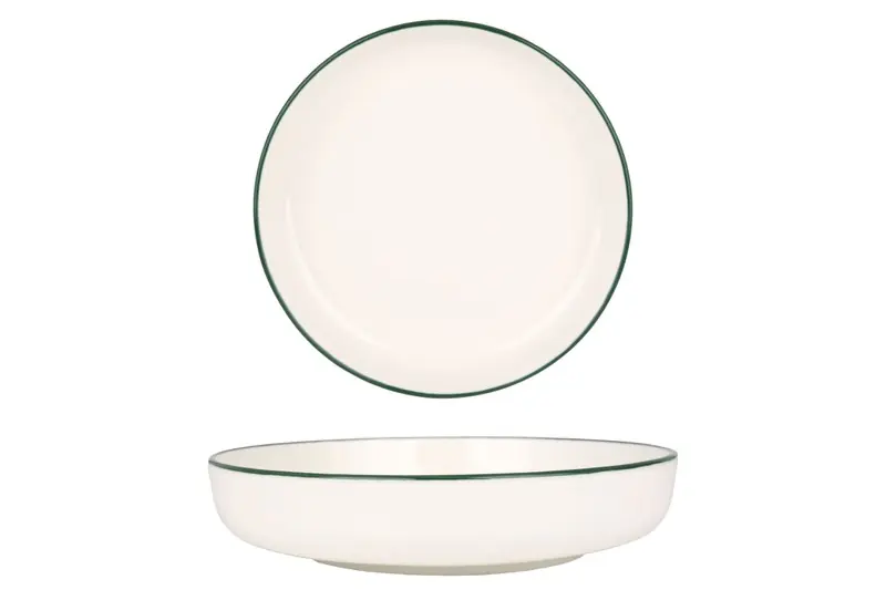 Gereduceerde Prijs Rinart Kommetje - Green Edge - Porselein - 19 cm - set van 6