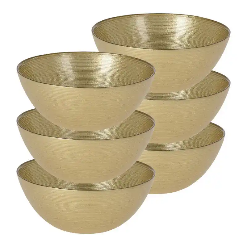 Lage Kosten Excellent Houseware Kommetjes/serveer schaaltjes - 6x - Athene - glas - D15 x H6 cm - goud - Kommetjes