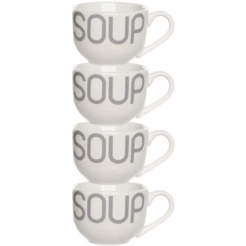 Flitsaanbieding Cosy & Trendy Kommetjes/soepkommen voor dessert/ontbijt - 4x - Keramiek - D11 x 8 cm - wit - Kommetjes