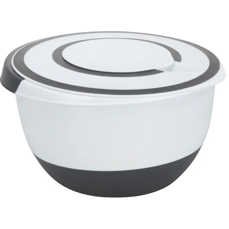 Alleen Vandaag Excellent Houseware Beslagkom/mengkom/roerkom - met deksel - kunststof - wit/antraciet - 5 liter - Mengkommen