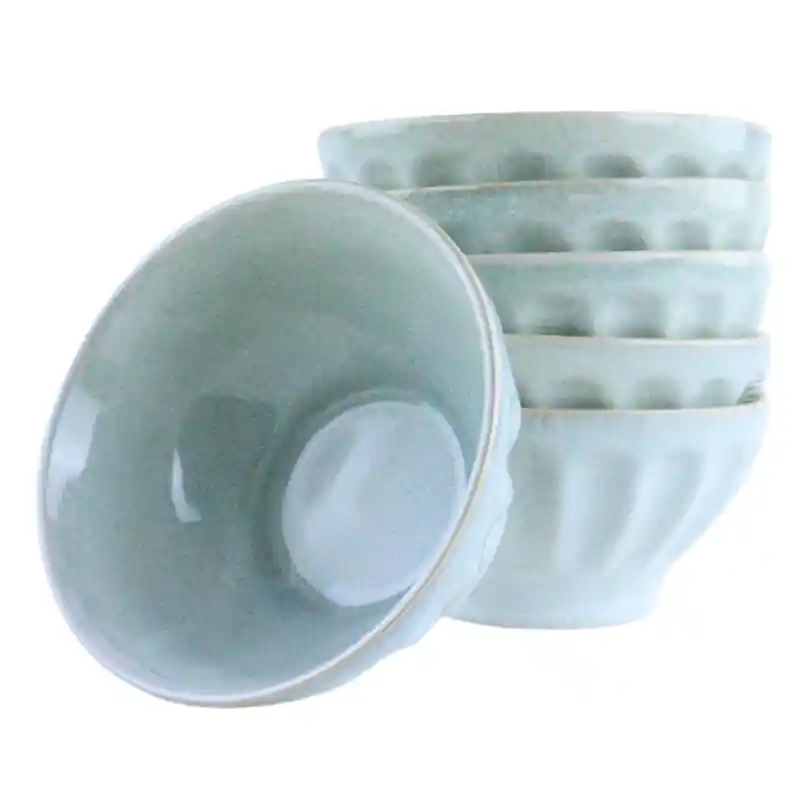 Korting OTIX Soepkommen - Zonder Oor - Set van 6 - Schaaltjes - 560ml - Licht Blauw - Aardewerk - ELM