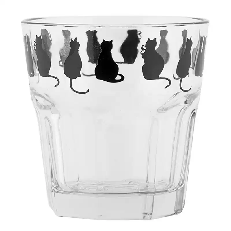 Superprijs Clayre & Eef Waterglas 200 ml Transparant Glas Katten