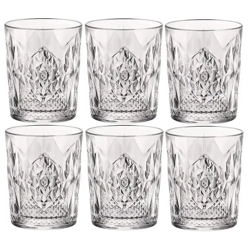 Bormioli Rocco Whiskeyglazen - 6x stuks - glas - 390 ml - gedecoreerd - Whiskeyglazen Merkproduct