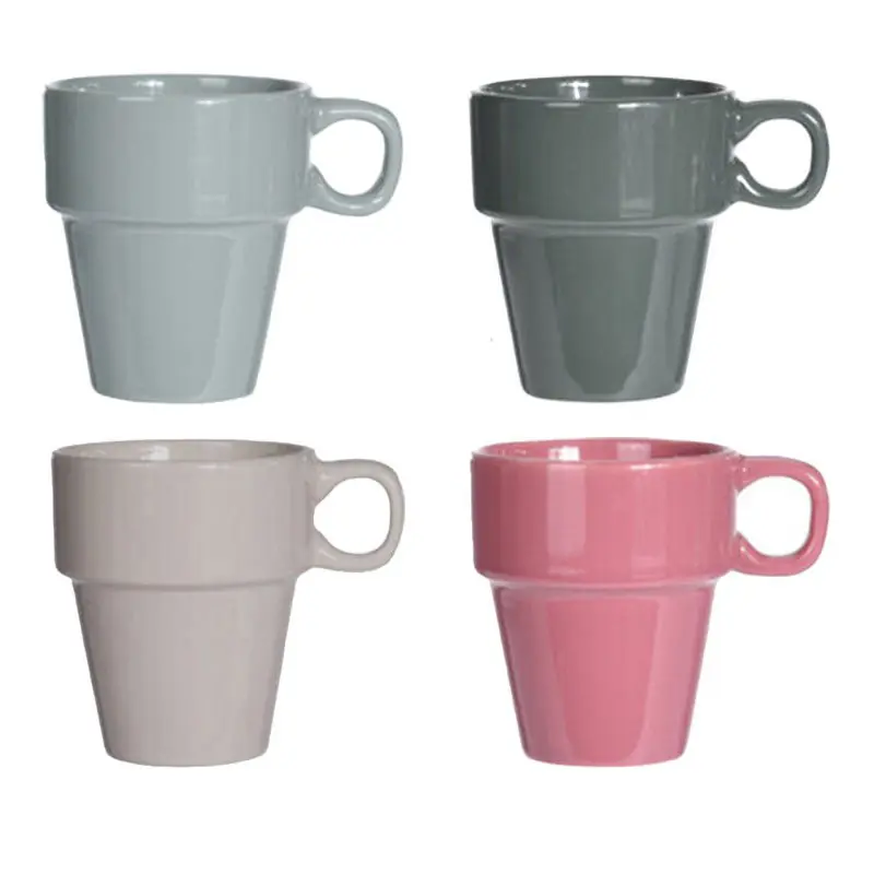 Gekleurde bekers/koffiekopjes - 8-delig - aardewerk - 180 ml - Bekers Finale Uitverkoop