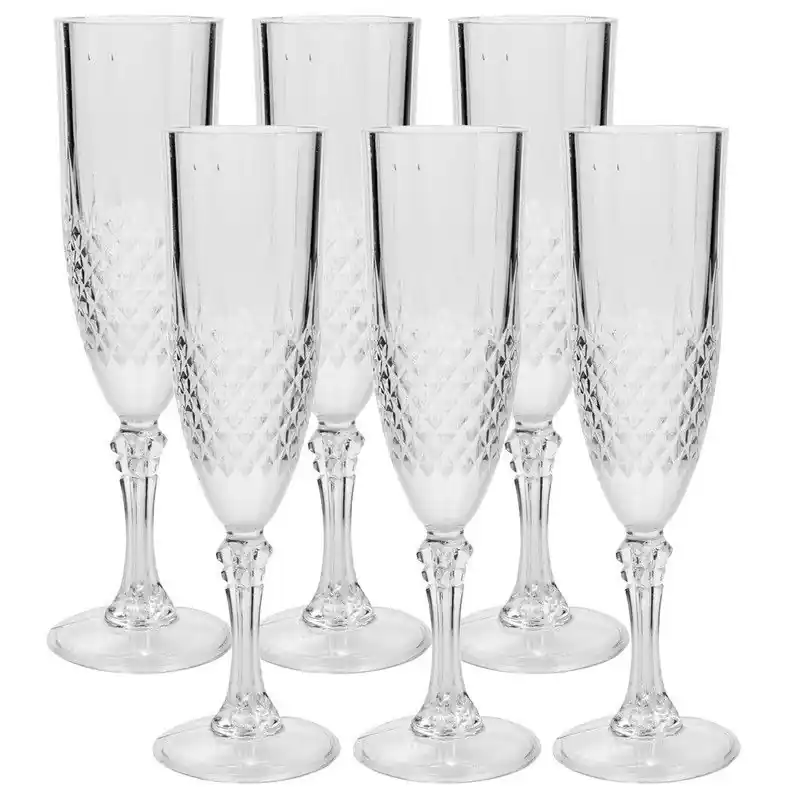 Champagneglazen - 12x stuks - 200 ml - kunststof - onbreekbaar glas - Champagneglazen Rechtstreeks Van De Fabrikant