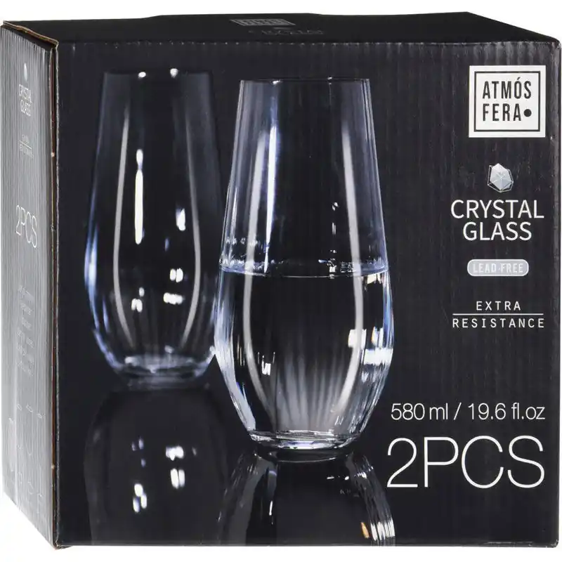 Atmos Fera Longdrink glazen - 12x stuks - kristalglas - 580 ml - Longdrinkglazen Origineel