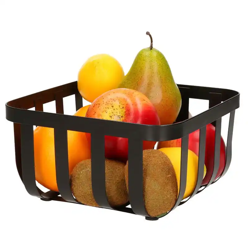Gecertificeerd Metalen fruitmand/fruitschaal zwart vierkant 20 x 20 cm - Fruitschalen