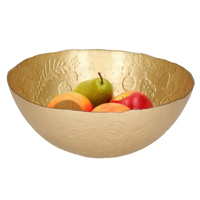 Aanbieding Decoratie schaal/fruitschaal van glas goud rond D28 x H11,5 cm - Schalen