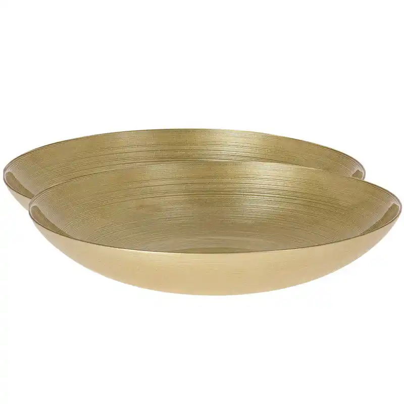 2x stuks glazen decoratie schalen/fruitschalen goud rond D30 cm - Fruitschalen Actieprijs
