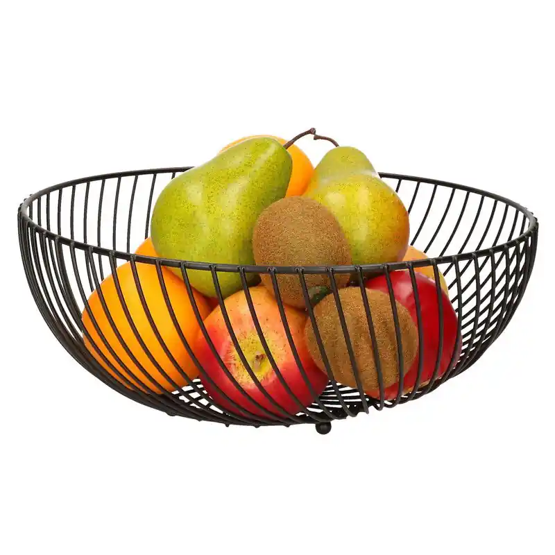 Fruitschaal/fruitmand rond zwart metaal 30 cm - Fruitschalen Modern