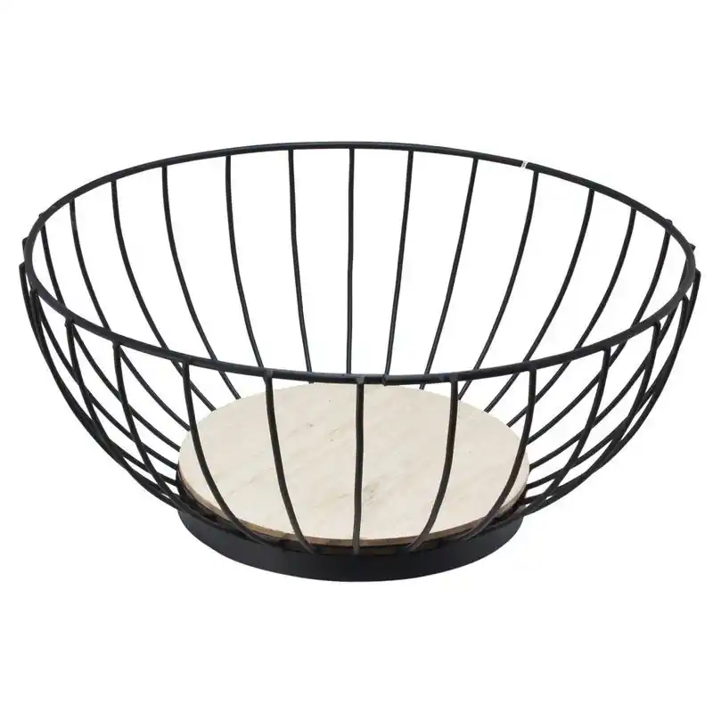 Gratis Verzending Svenska Living Fruitmand - zwart - metaal - rond - 28 cm - Fruitschalen