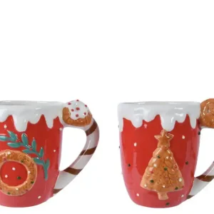 Mok dolomiet l12b9h10 cm rood a2 kerst Plaats Bestelling